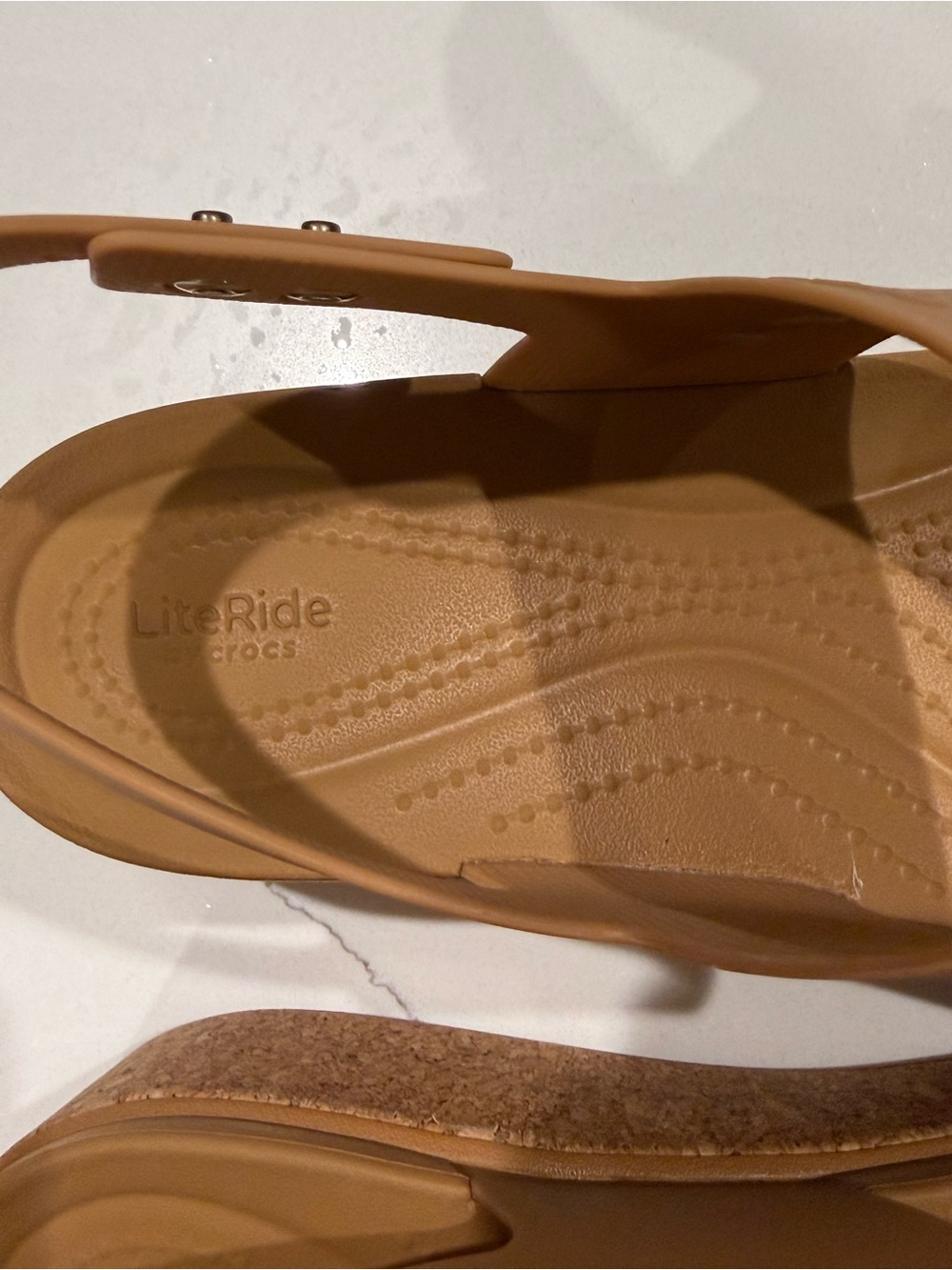 CROCS Women's Brooklyn Cork Low Wedge Sandals - Tan - Picture 6 of 8